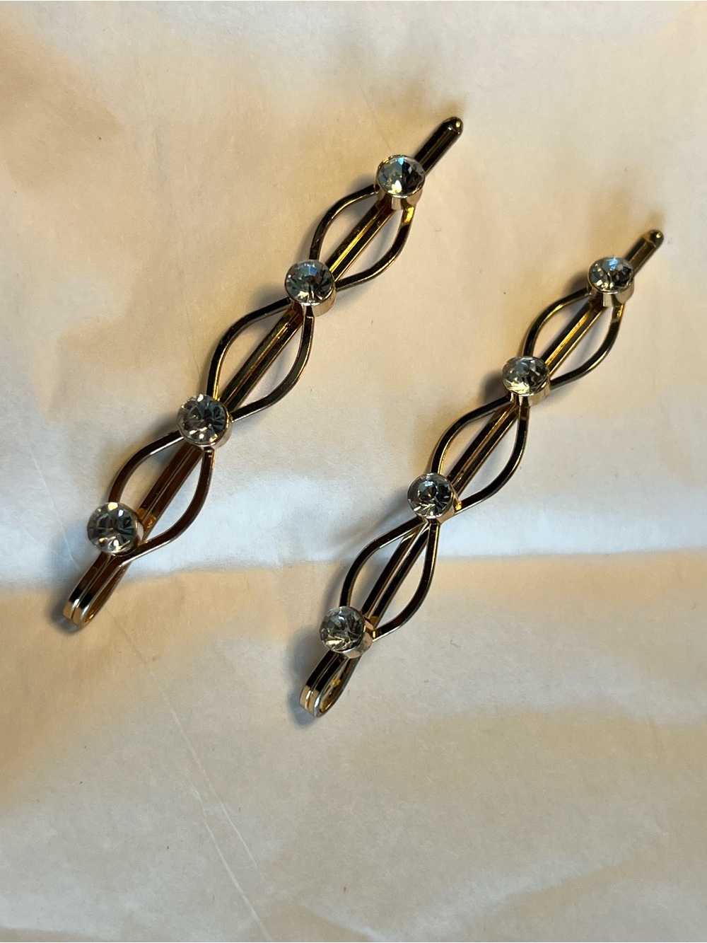 Gold Crystal Accent Hair Clips - Women Accessories